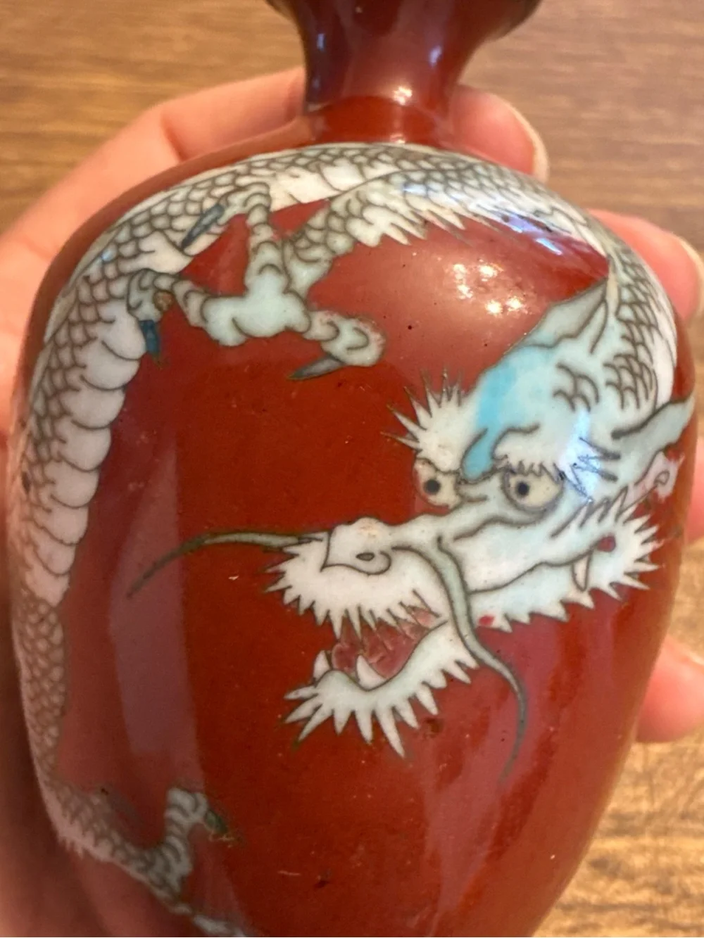 Dragon Cloisonne Vase Japanese vintage 3.5” small 1900’s